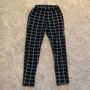 SHEIN Elastic Waist Slant Pocket Grid Pants
